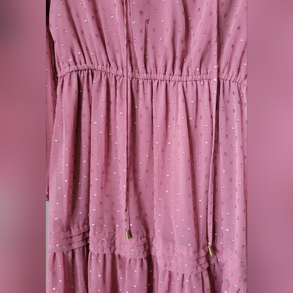 Women kurta/dress pink long with sleeves shimmer - Picture 4 of 5